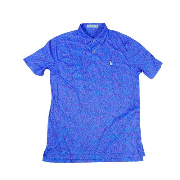 Peter Millar Featherweight McArthur Golf Club Whale Print Polo Shirt Mens Medium - Picture 3 of 6